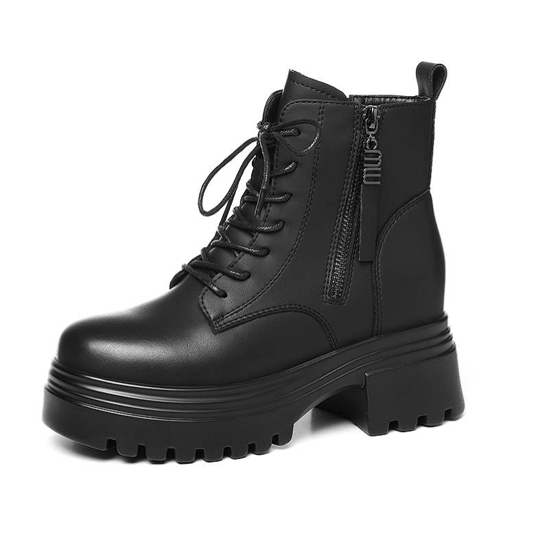 JINSITU Fleece Lined British Style Classic Ankle Boots Women's Black