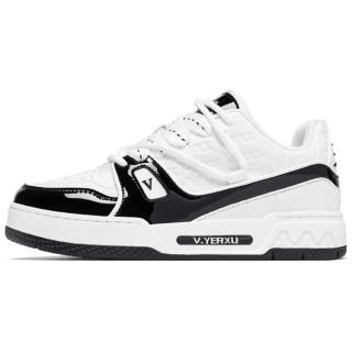 V.YERXU Skate Sneaker Microfiber Leather Abrasion Resistant Lightweight Breathable Height Increasing