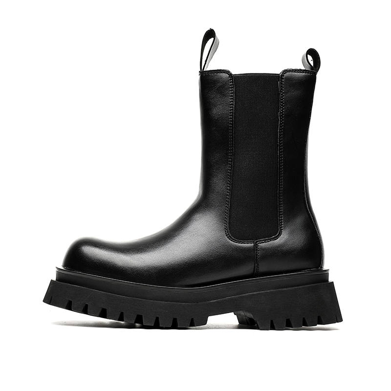 KAQIAODI Microfiber Leather Short Chelsea Boots Men's Black