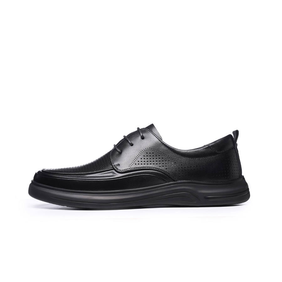 LAORENTOU Cow Leather Casual Shoes Men's Black