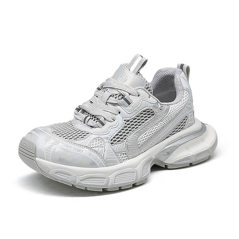 Spider King Breathable Low top Chunky Sneakers Women's Silver Gray