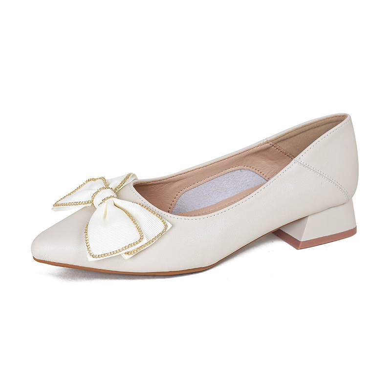 TATAYA Top Grain Cow Leather Chunky Heel High Heels Women's
