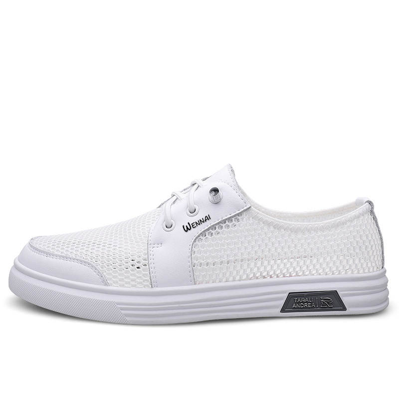 WENNAI Top Grain Cow Leather Casual Shoes Men's White