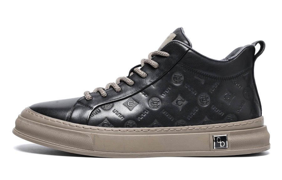 C°BANNER Top Grain Cow Leather Skateboard Shoes Men's Black