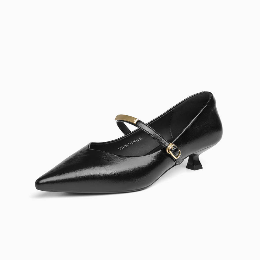 GEMEIQ Synthetic Leather Slim Heel Mary Jane Shoes Women's