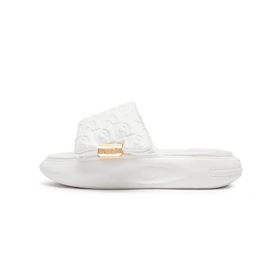 Champion Campus EVA Leather Patchwork Quiet Slide Slippers Women's White