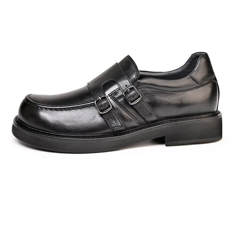 Brounvanm Top Grain Cow Leather Casual Shoes Men's Black