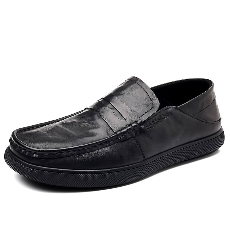 Mulinsen Top Grain Cow Leather Casual Shoes Men's Black