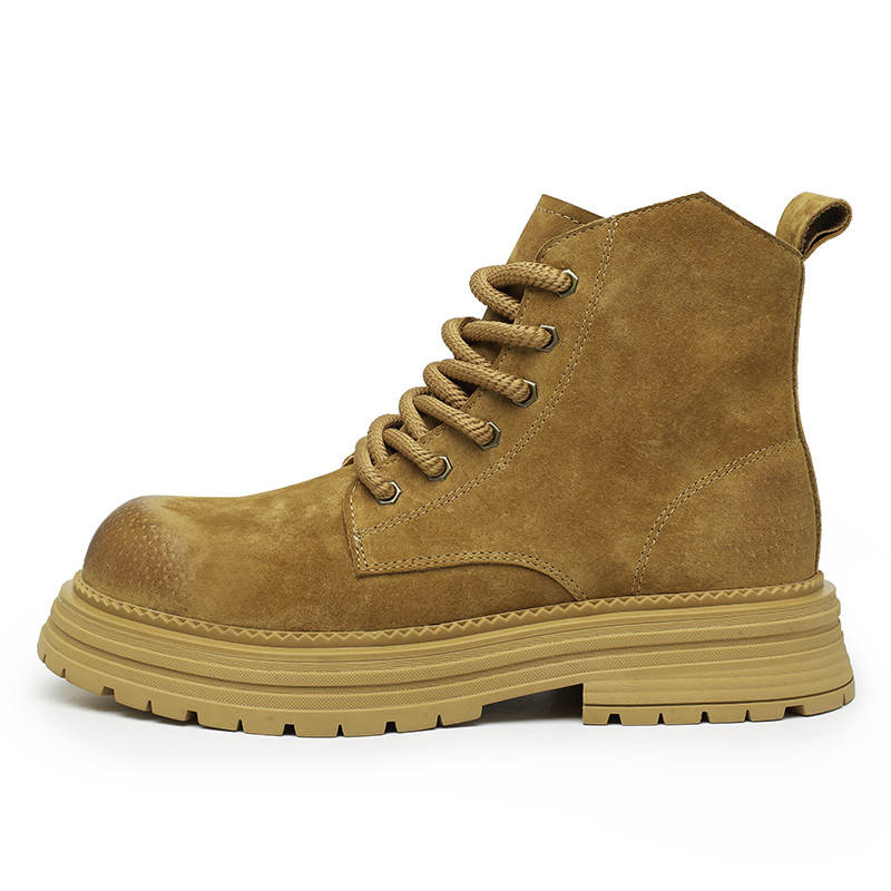 PINYI PINYI Top Grain Pig Leather Crew Combat Boots 3.5cm Men's