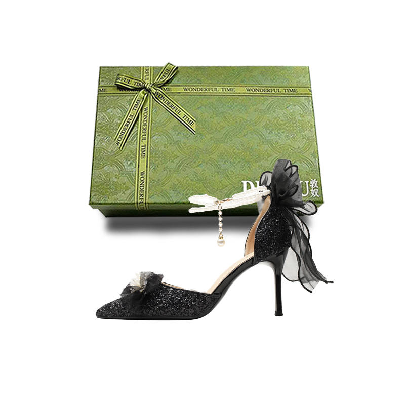 DUNNU Leather High Heels Women's Black