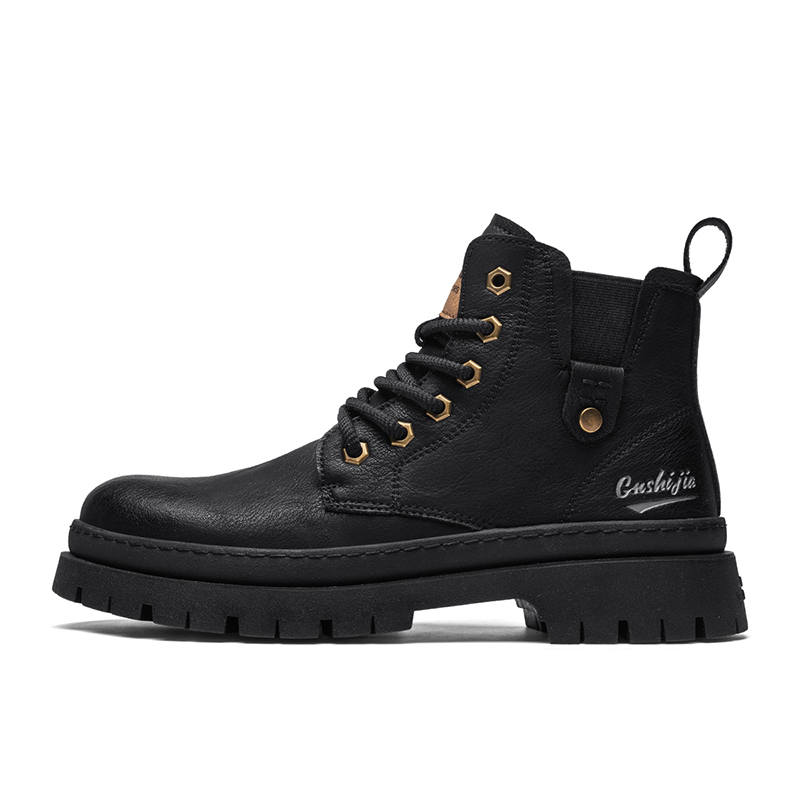 G.N.SHIJIA Synthetic Leather Short Combat Boots Men's