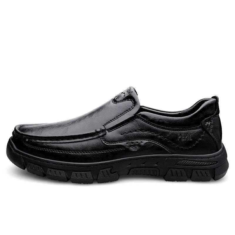 PEHL Casual Leather Shoes Men's Low Top Black/Brown
