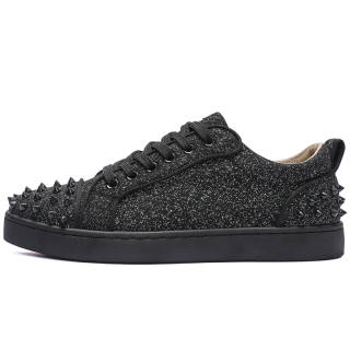 VANSSI Black Warrior Stud Flat Casual Shoes Trendy Fashion Low top Skateboard Shoes Men's Black