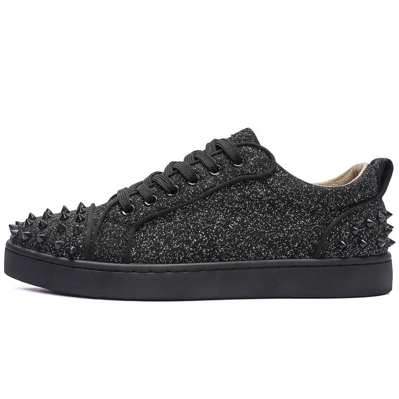 VANSSI Black Warrior Stud Flat Casual Shoes Trendy Fashion Low top Skateboard Shoes Men's Black