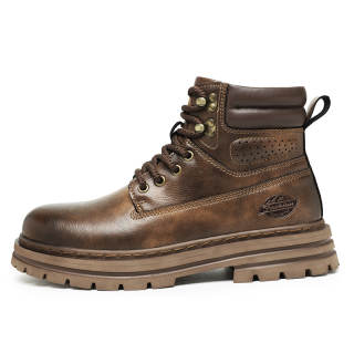 BANGNEY Cow Split Leather Short Mid Calf Combat Boots Men's