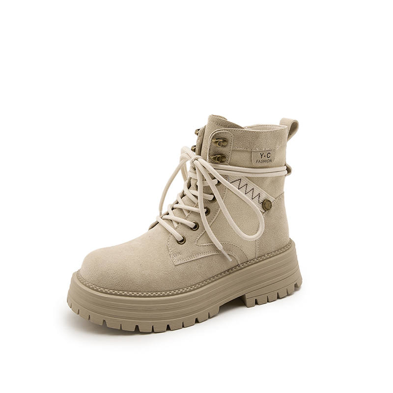 GIGIRYO Combat Boots Women's Beige/earthy Yellow