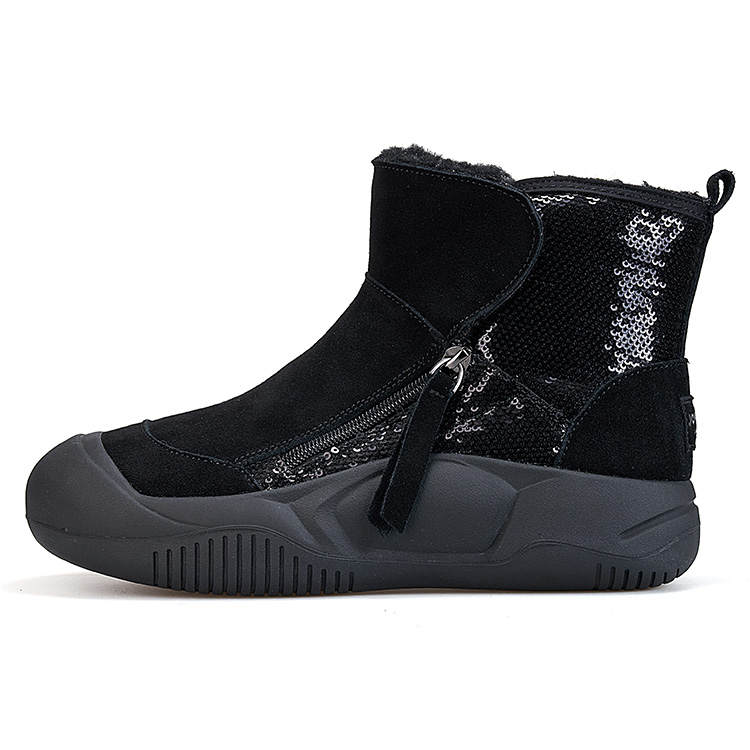 Joy&Mario Cow Split Leather Thermal Height Increasing Short Snow Boots Women's