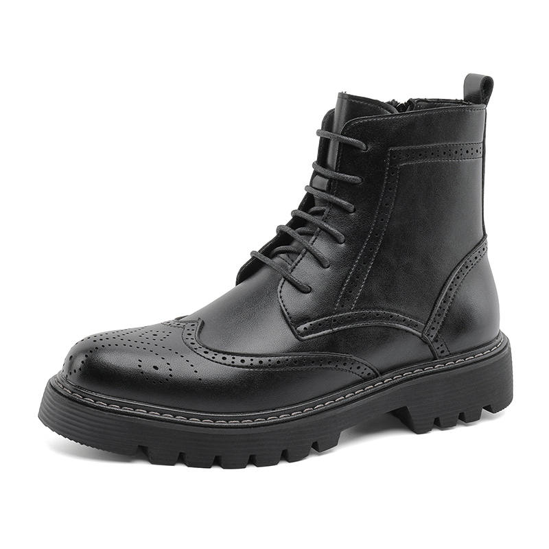 SOBB SOBB Microfiber Leather Short Combat Boots Men's Black