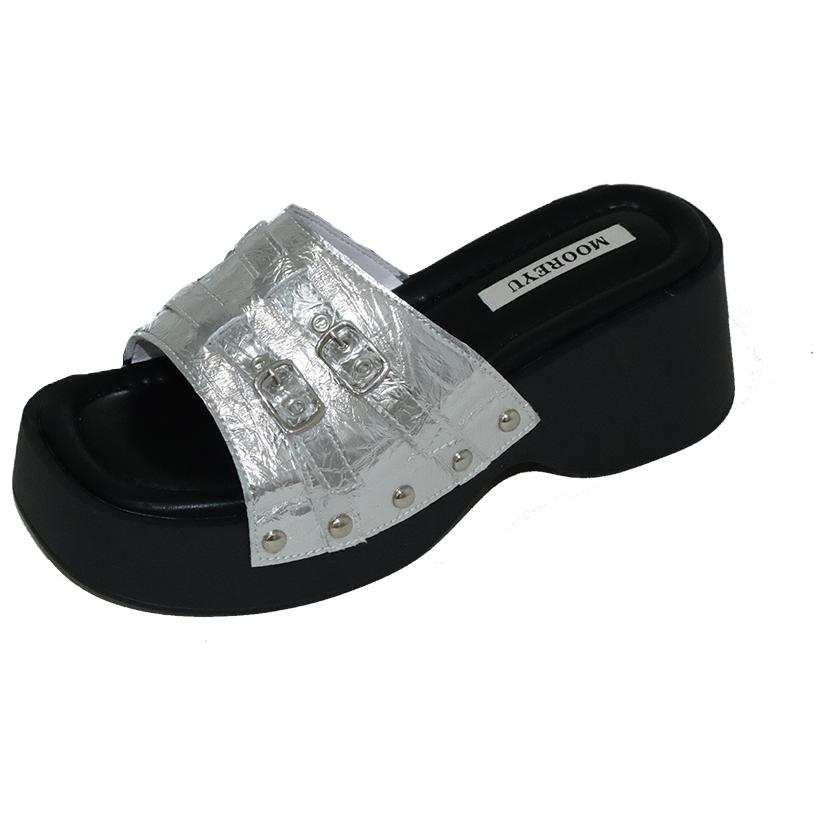 Mooreyu Atelier Abrasion Resistant Slide Slippers Women's Silver