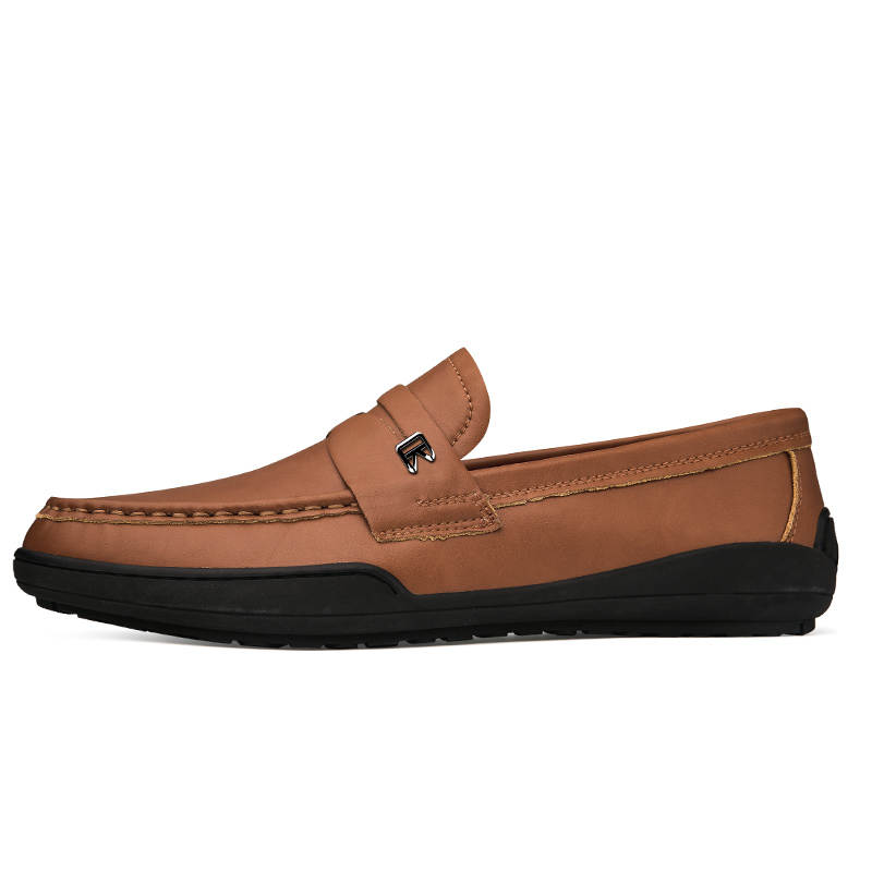 CKVUSAMG Cow Split Leather Gommino Loafers Men's Black