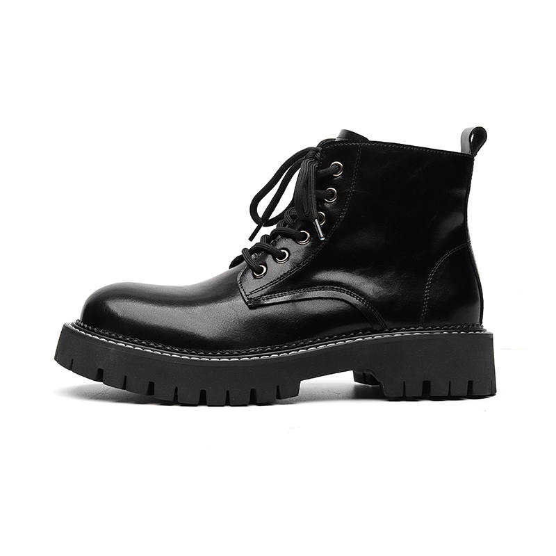 CHILANG CHILANG Microfiber Leather Combat Boots Men's Black