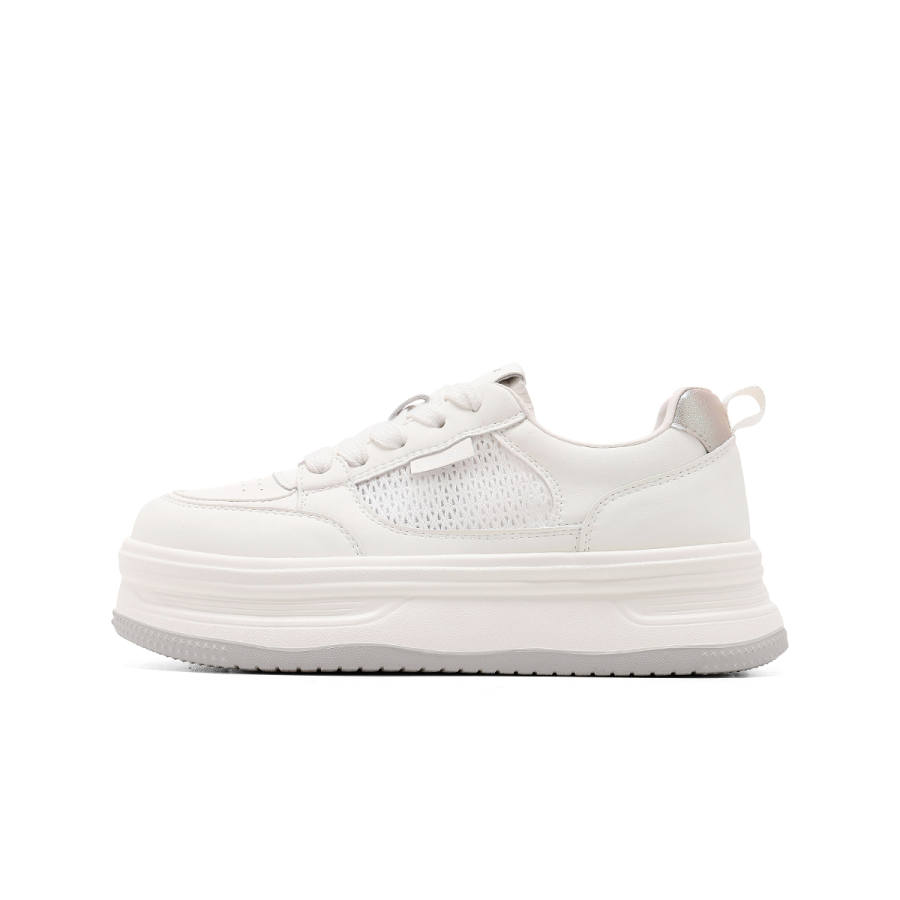 C°BANNER Synthetic Leather Abrasion Resistant Low top Skateboard Shoes Women's Beige Silver