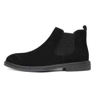 HUITE Cow Split Leather Fleece Lined, Street, Fashion, Minimalist Style, Versatile Chelsea Boots Men's Black