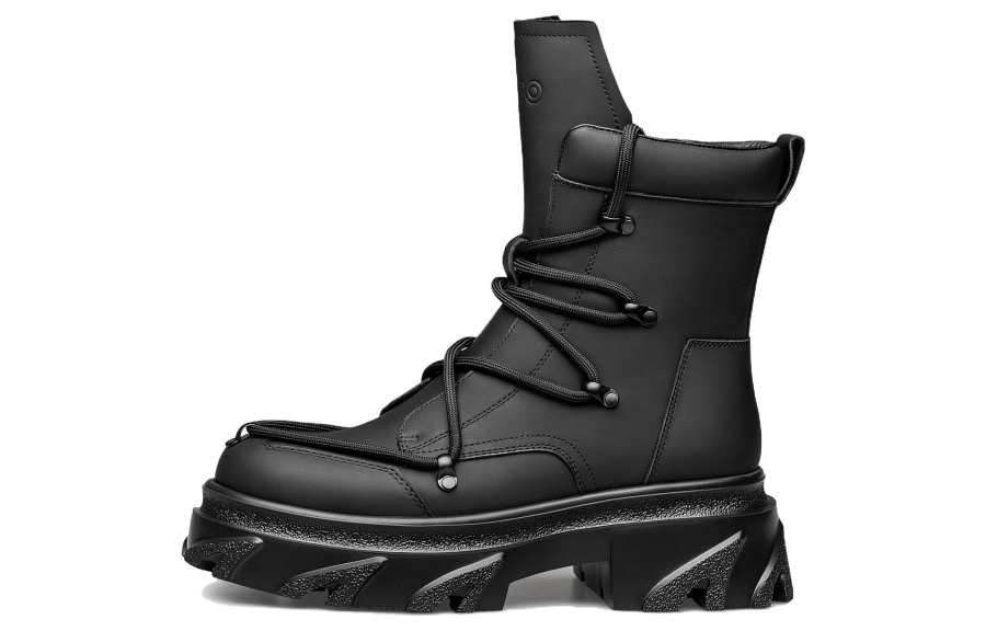 ZRO Top Grain Cow Leather Short Combat Boots 6cm Women's Black