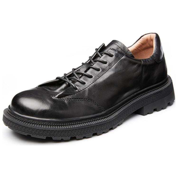 Brounvanm Casual Leather Shoes Men's Low Top Black/Coffee