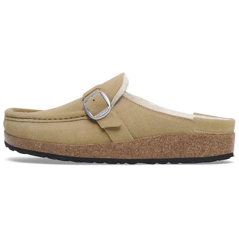 Birkenstock Buckley Shearling Slip Resistant Closed Toe Slippers Women's Beige Narrow