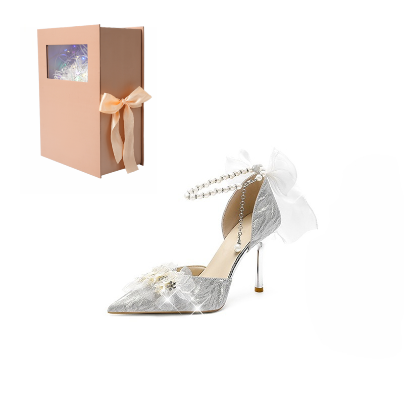 ANGEL BOY Slim Heel High Heels Women's Moon Silver