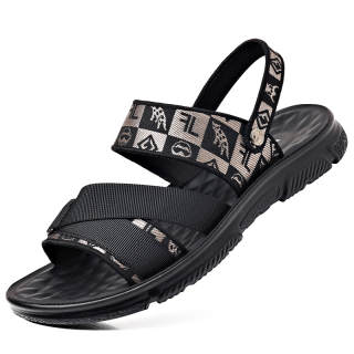 DAGUANGUIREN Microfiber Leather Plus Size Beach Sandals Men's Black