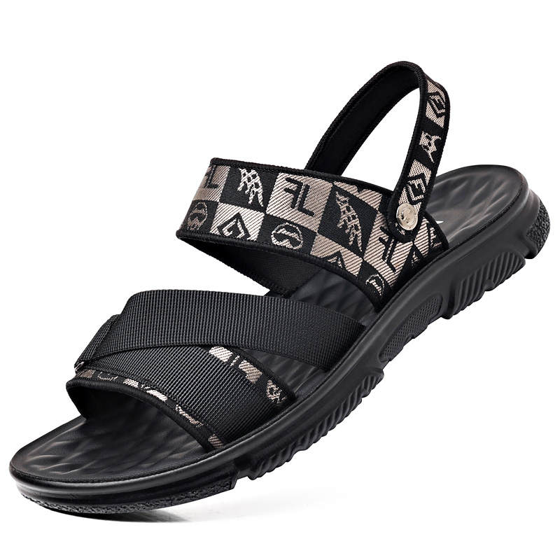 DAGUANGUIREN Microfiber Leather Plus Size Beach Sandals Men's Black