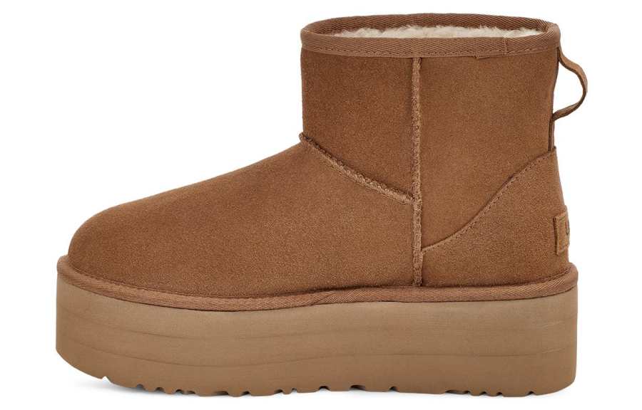 UGG UGG CLASSIC MINI Fleece Lined, Comfortable Mini Platform 5.08cm Short Snow Boots Women's Chestnut