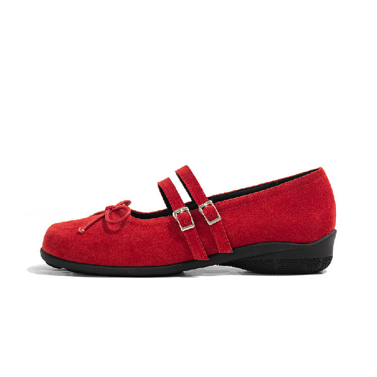 LAOMIAO Cow Split Leather Mary Jane Shoes 3.5cm Women's Red
