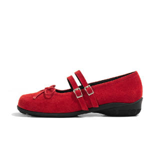 LAOMIAO Cow Split Leather Mary Jane Shoes 3.5cm Women's Red