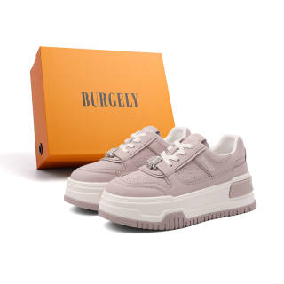 BURGELY Cow Leather Height Increasing Low top Skateboard Shoes Women's
