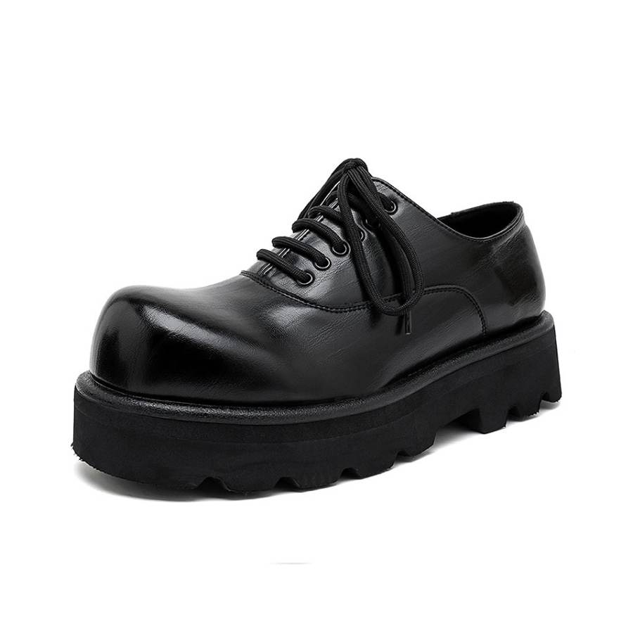 KACHILANG Casual Leather Shoes Men's Low Top Black/Brown