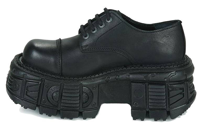 NEW ROCK Leather Abrasion Resistant Low top Casual Shoes Unisex Black
