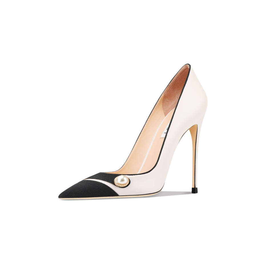 Suyymakk Slim Heel High Heels Women's Ecru