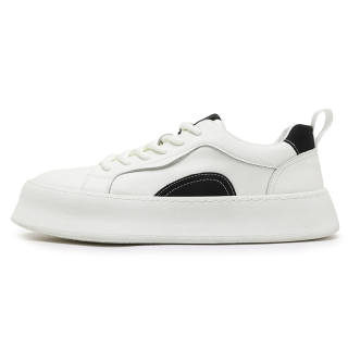 ENRICO COVERI Microfiber Leather Low top Skateboard Shoes Men's White Black