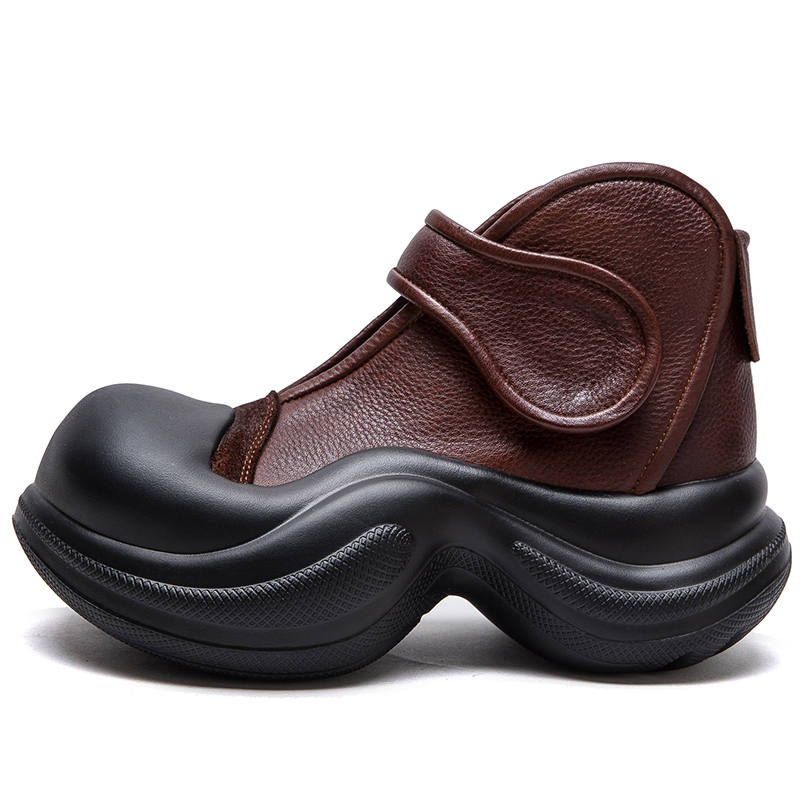 JIEZHOU Top Grain Cow Leather Ankle Boots Women's