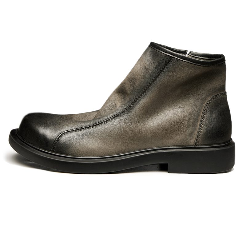 Brounvanm Top Grain Cow Leather Ankle Boots Men's