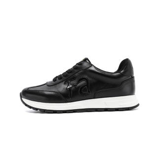 Farris Cow Leather Breathable Low top Chunky Sneakers Men's Black