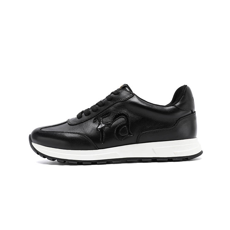 Farris Cow Leather Breathable Low top Chunky Sneakers Men's Black