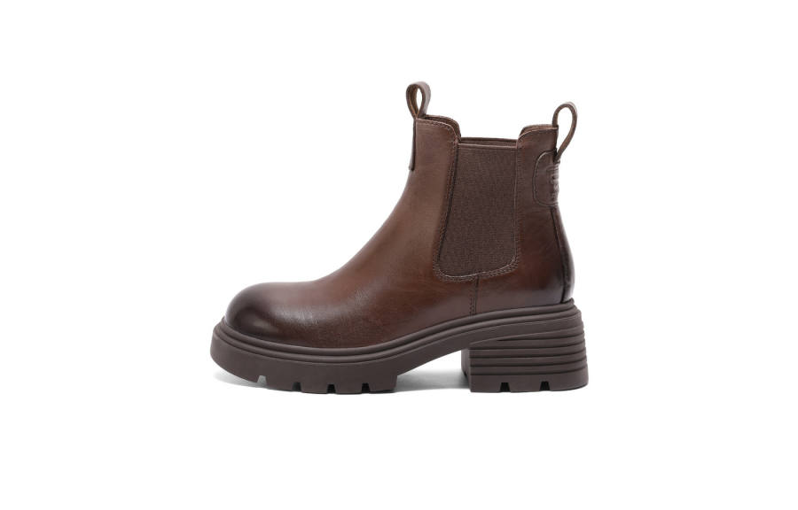 BELLE Cow Leather Short Chelsea Boots Women's