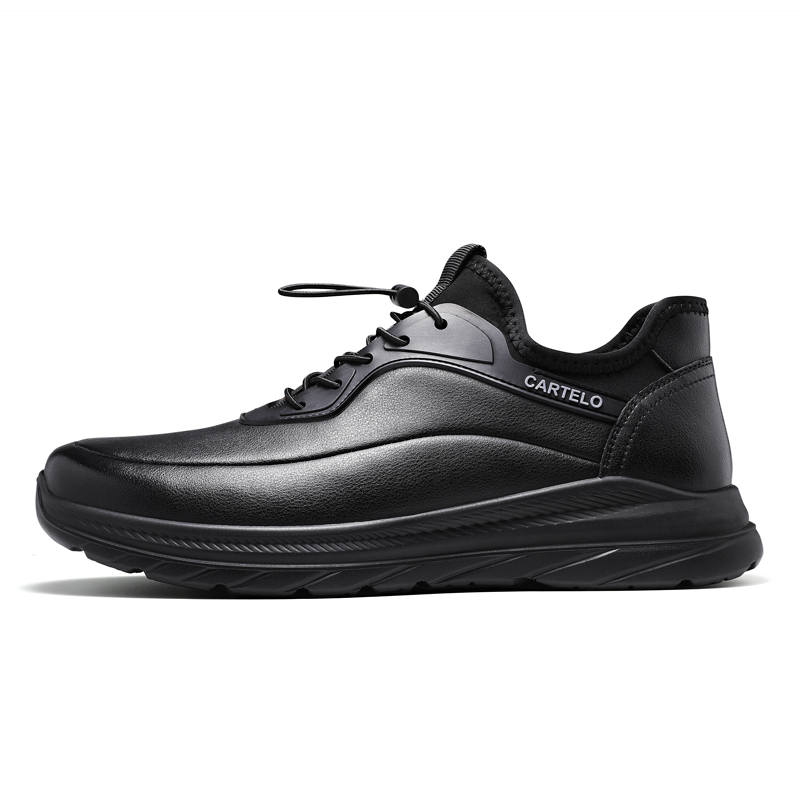 CARTELO Cow Split Leather Casual Leather Shoes Men's Black