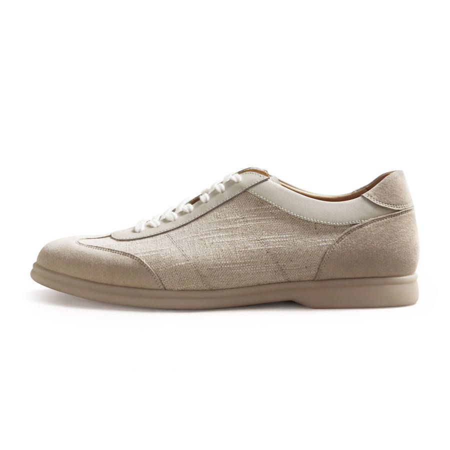 THOM WILLS Vintage Versatile Suede German Army Trainers Casual Shoes Unisex Oats & Gray