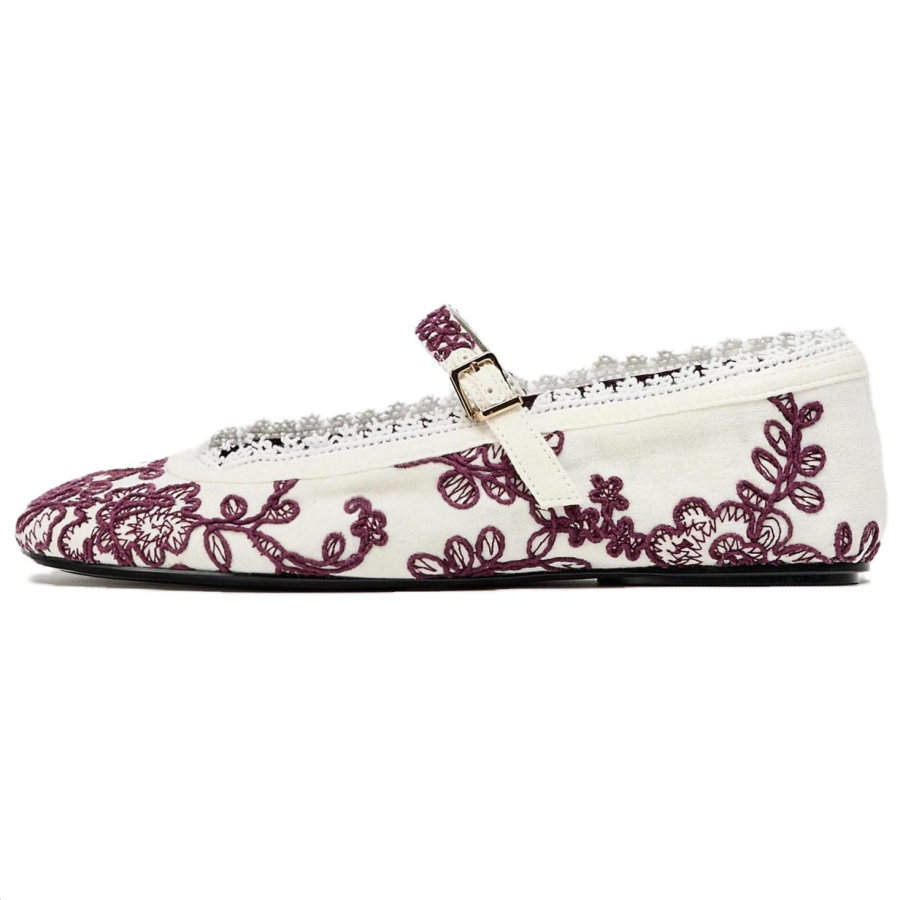 ZARA Cotton Fabric Casual Shoes 1CM Women's White