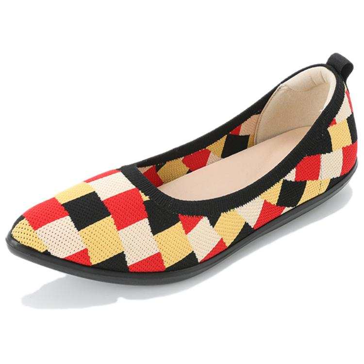 PANSY Panxi Japan Royal Shoe Color Block Low Vamp Pointed Toe Breathable Flyknit Commute Women's Casual Shoes Women's